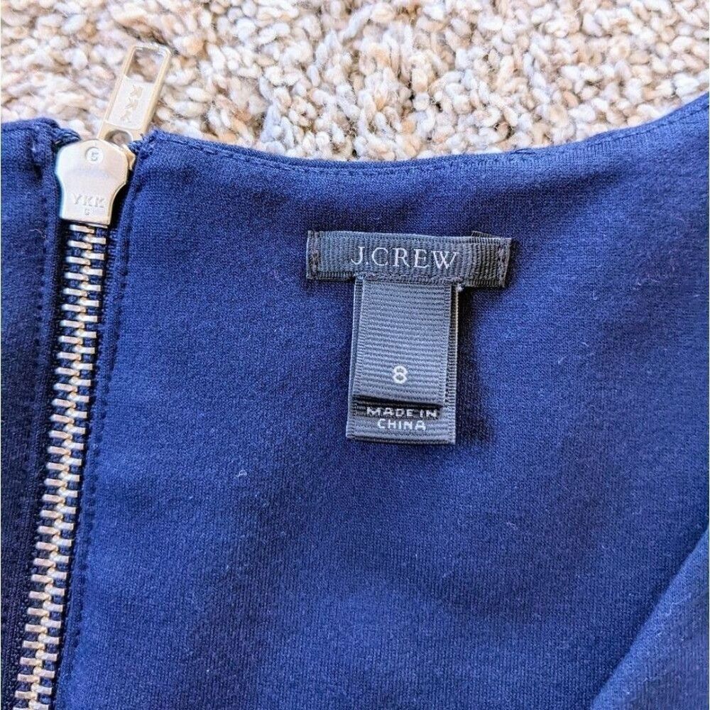Nave Blue J. Crew Stretch Ponte Dress 8 Classic Event Preppy Coastal - Picture 5 of 11